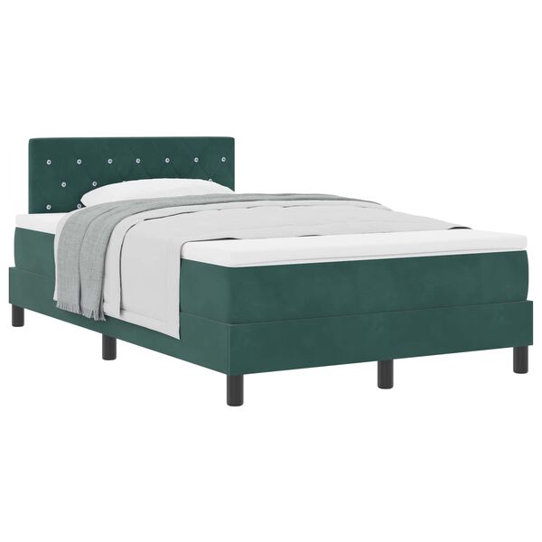 vidaXL Letto a molle con materasso Verde Scuro 120 x 190 cm Velluto