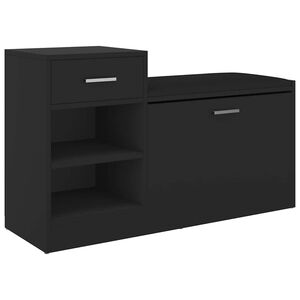 vidaXL Panca Porta Scarpe Nera 94,5x31x57 cm in Legno Multistrato