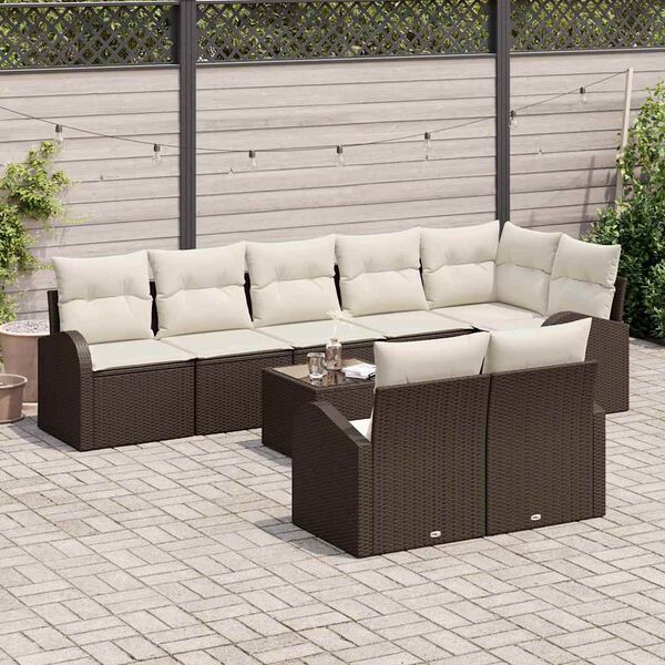 vidaXL Set Divano da Giardino Marrone e Crema 55 x 55 x 37 cm