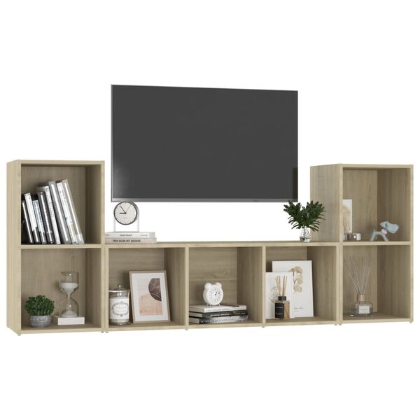 vidaXL Set Mobile TV 3 pz Rovere Sonoma in Legno Multistrato