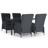 vidaXL Set da Pranzo da Giardino 5 pz Grigio Scuro in Polyrattan