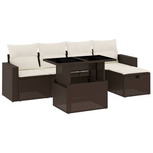 vidaXL Set Divano da Giardino 6 pz con Cuscini Marrone in Polyrattan