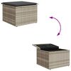 vidaXL Sgabello Giardino e Cuscino Grigio Chiaro 55x55x37cm Polyrattan