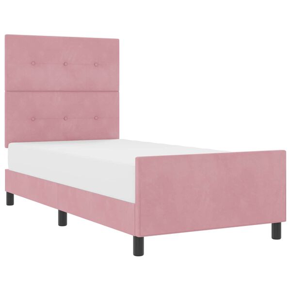 vidaXL Letto a molle con testiera Rosa 90 x 200 cm Velluto