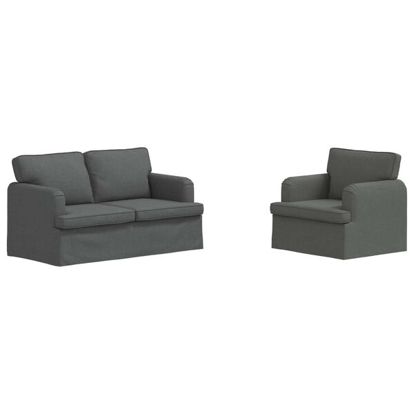vidaXL Set di divani 2 pcs Grigio scuro 144 x 80 x 85 cm Tessuto