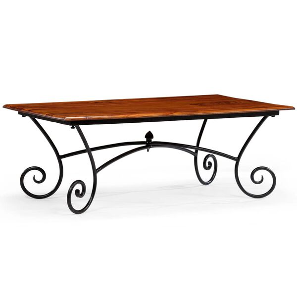 vidaXL Tavolino in Legno Massello con Gambe Curve 110x60x39 cm