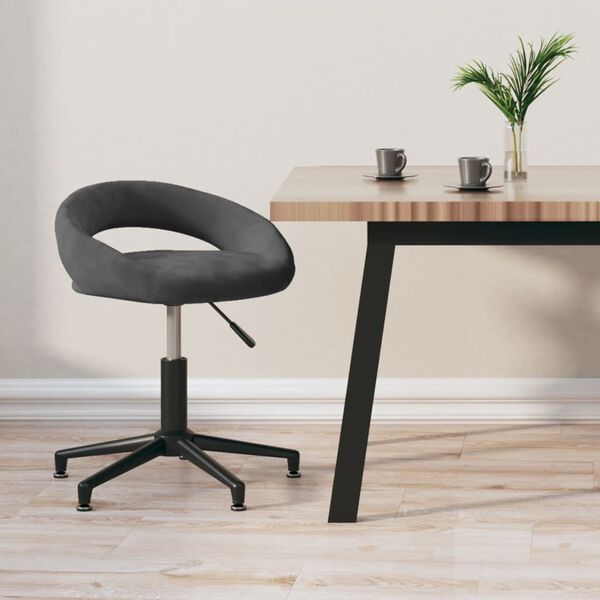 vidaXL Sedia da Ufficio Girevole Grigio Scuro in Velluto