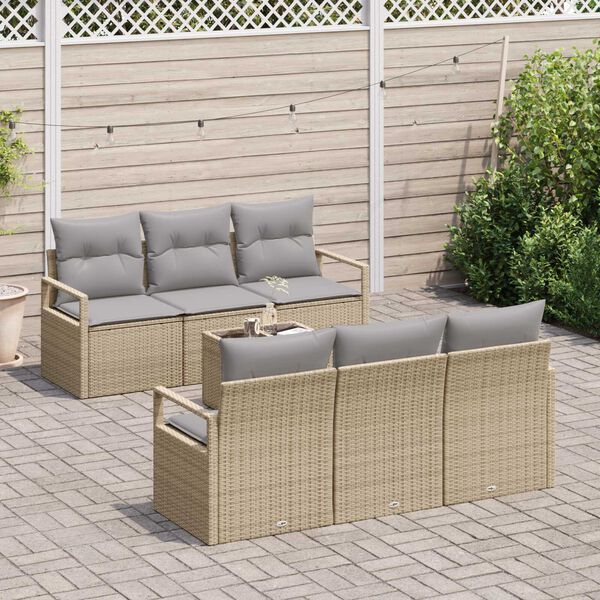 vidaXL Set Divano da Giardino 7 pcs Beige e grigio polyrattan