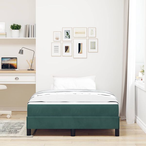 vidaXL Letto a molle con materasso Verde Scuro 120 x 190 cm Tessuto