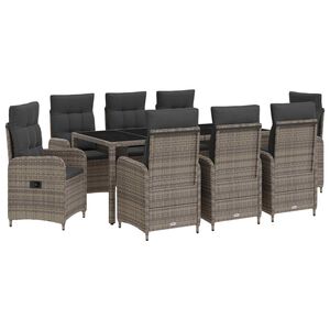 vidaXL Set da pranzo per esterni 9 pz Grigio chiaro e grigio scuro