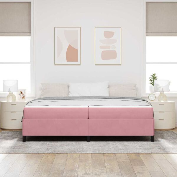 vidaXL Struttura del letto con materasso Rosa 200 x 200 cm Tessuto