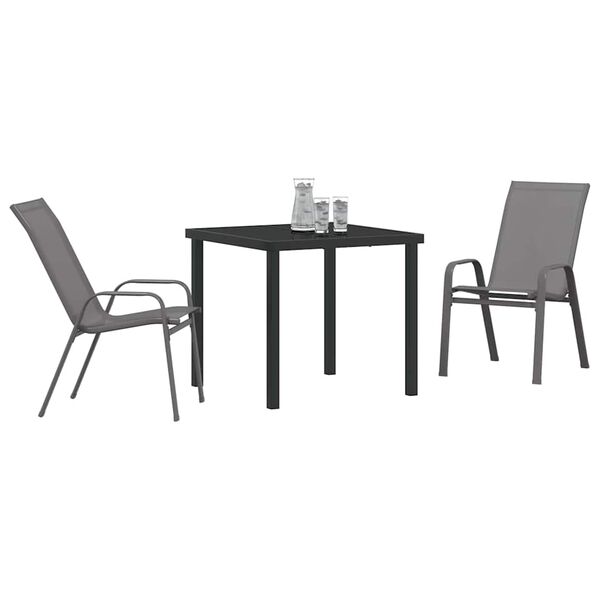 vidaXL Set da Pranzo per Giardino 3 pcs Grigio e Nero