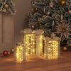vidaXL Decorazione Scatola Regalo con 60 LED 3 pcs 20 x 20 x 20 cm PET