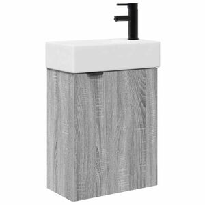 vidaXL Mobile bagno con rubinetto Sonoma grigio 45,5 x 22,5 x 84 cm