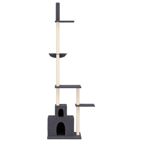vidaXL Albero per Gatti Pavimento Soffitto Grigio Scuro 250,5-276,5 cm