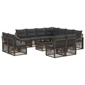 vidaXL Set Divano da Giardino 12 pz Grigio polyrattan
