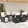 vidaXL Set da Pranzo per Giardino con cuscino 7 pcs Nero polyrattan