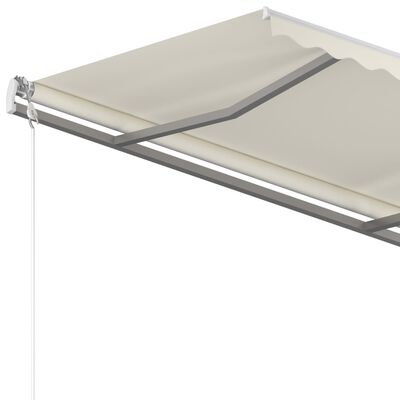 vidaXL Tenda da Sole Retrattile Manuale con Pali 4,5x3,5 m Crema