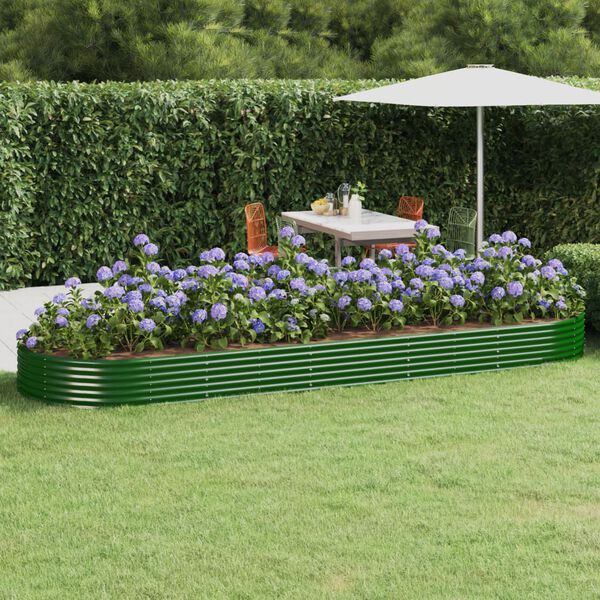 vidaXL Letto Giardino Acciaio Zincato 450x140x36 cm Verde