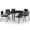 vidaXL Set da Pranzo da Giardino 7 pz Nero