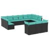 vidaXL Set Divani da Giardino 13 pz con Cuscini Nero in Polyrattan