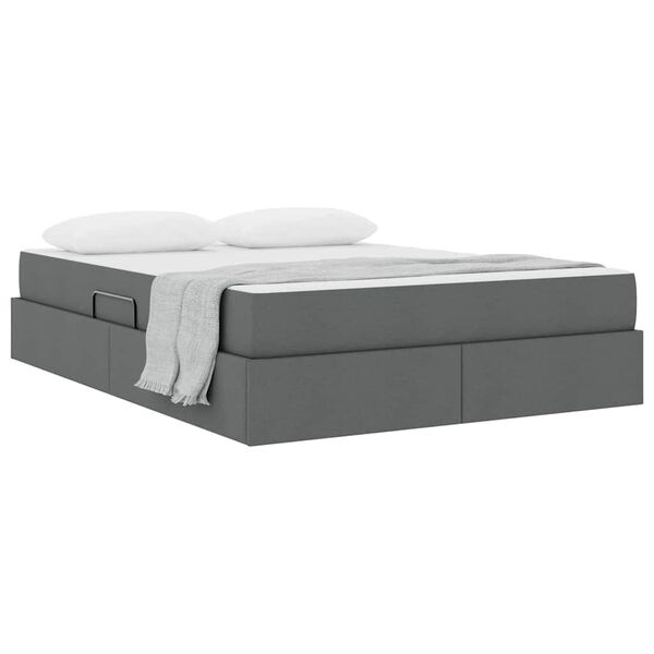 vidaXL Letto con contenitore e materasso Grigio scuro 140 x 200 cm