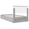 vidaXL Letto con Contenitore con testiera Grigio Sonoma 100 x 200 cm