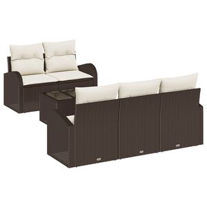 vidaXL Set Divano da Giardino 6 pcs Marrone e Crema polyrattan