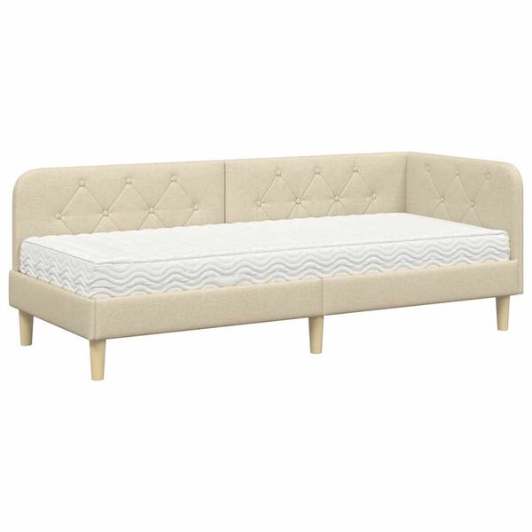 vidaXL Cornice del letto ad angolo Crema 80 x 200 cm Tessuto