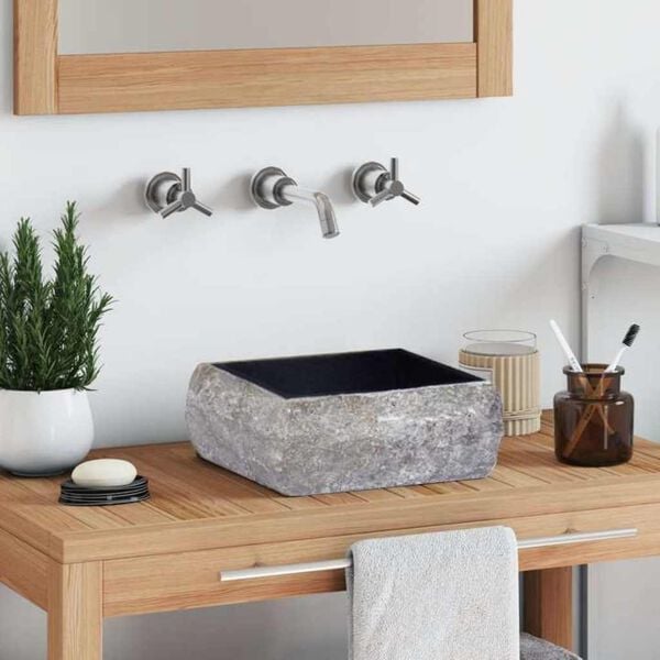 vidaXL Lavandino Nero 30x30x13 cm in Marmo