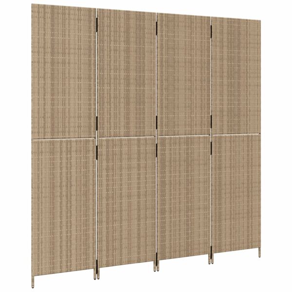 vidaXL Divisorio per Ambienti a 4 Pannelli Beige in Polyrattan