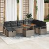 vidaXL Set Divano da Giardino con cuscino 9 pcs Grigio Poly Rattan
