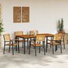 vidaXL Set da Pranzo per Giardino 7 pcs Nero Legno di Acacia Massello