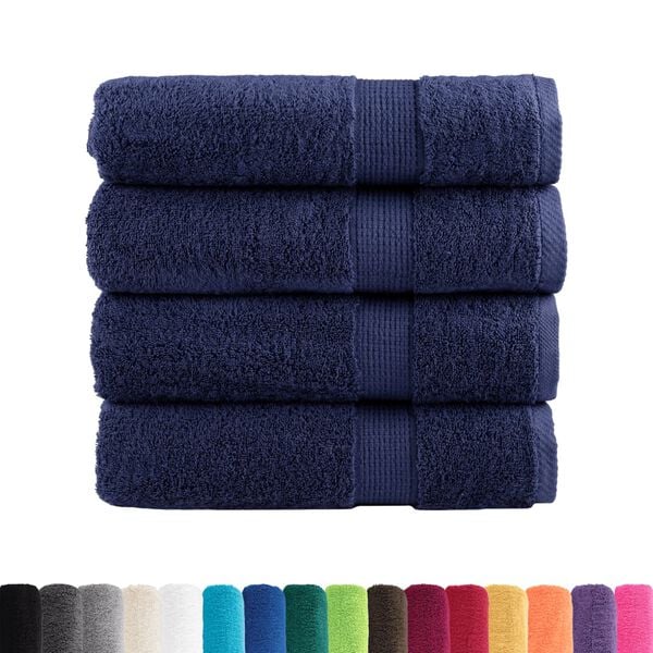 vidaXL Asciugamani da bagno Premium SOLUND 4 pz Blu navy 100x150 cm 600 g/m²