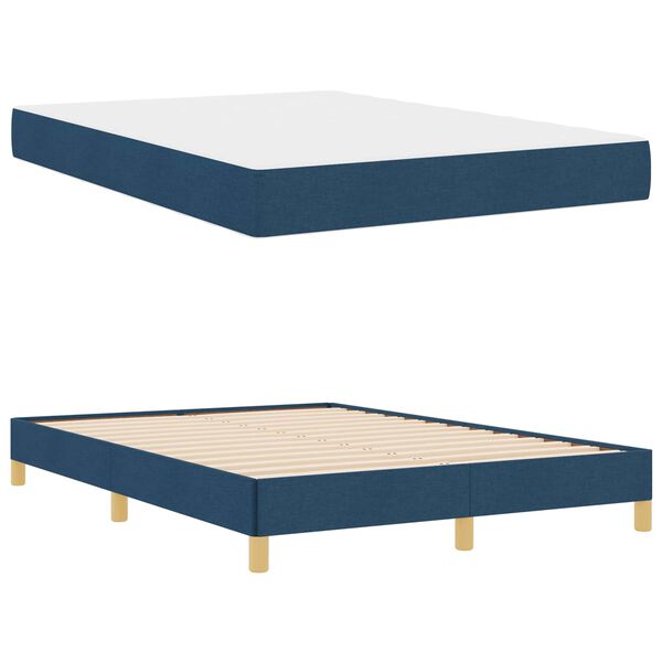 vidaXL Letto a molle con materasso Blu 140 x 200 cm Tessuto