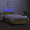 vidaXL Letto a Molle con Materasso e LED Verde 100x200cm in Tessuto