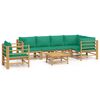 vidaXL Set Salotto da Giardino 7pz con Cuscini Verdi Bamb&ugrave;