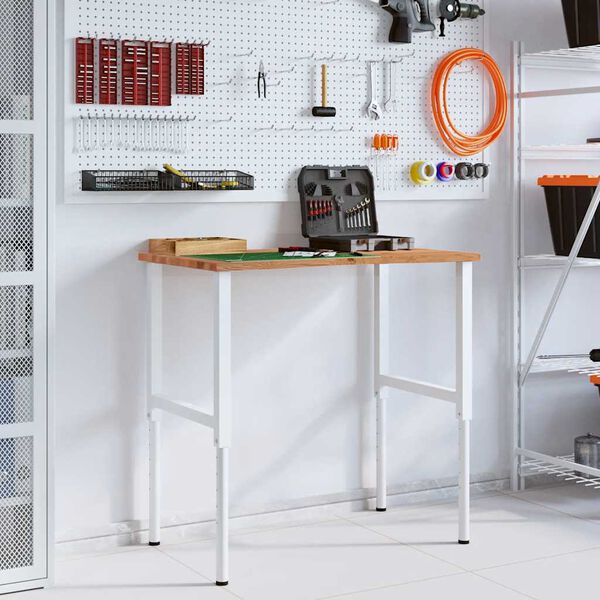 vidaXL Banco Lavoro Marrone Chiaro 100x60x(71,5-98) cm Legno di Rovere