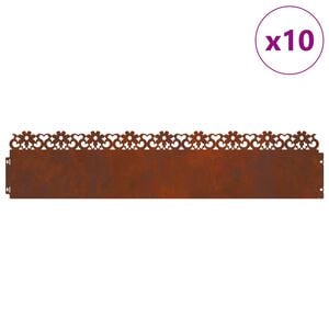 vidaXL Bordure per prato 10 pz 103 x 0,05 x 22 cm Acciaio Corten