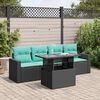 vidaXL Set Divani da Giardino 5 pz con Cuscini Nero Polyrattan Acacia