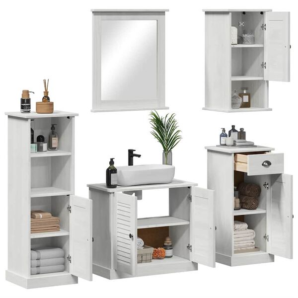vidaXL Set di mobili per il bagno con porta VIGO 5 pcs Bianco Antico