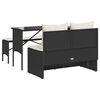vidaXL Set da Pranzo da Giardino 3 pz con Cuscini Nero in Polyrattan