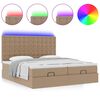 vidaXL Pouf Letto con Materassi e LED Cappuccino 180x200cm Similpelle