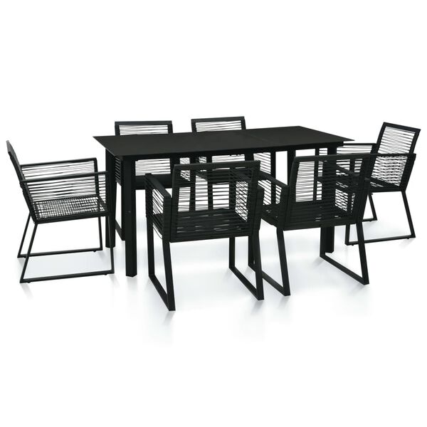 vidaXL Set da Pranzo da Giardino 7 pz in Rattan PVC Nero