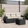 vidaXL Set Divani da Giardino 4 pz con Cuscini Nero in Polyrattan