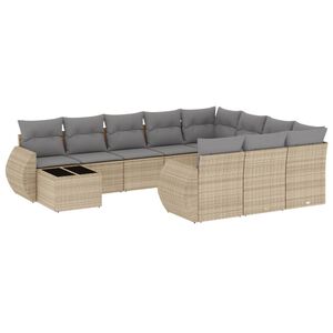 vidaXL Set Divani da Giardino 11 pz con Cuscini Beige in Polyrattan
