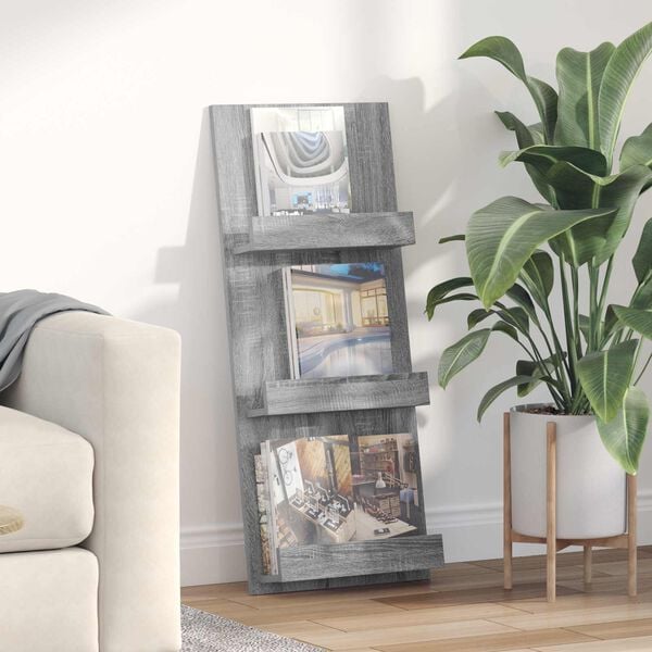 vidaXL Scaffale per riviste Grigio Sonoma 51 x 11 x 102 cm