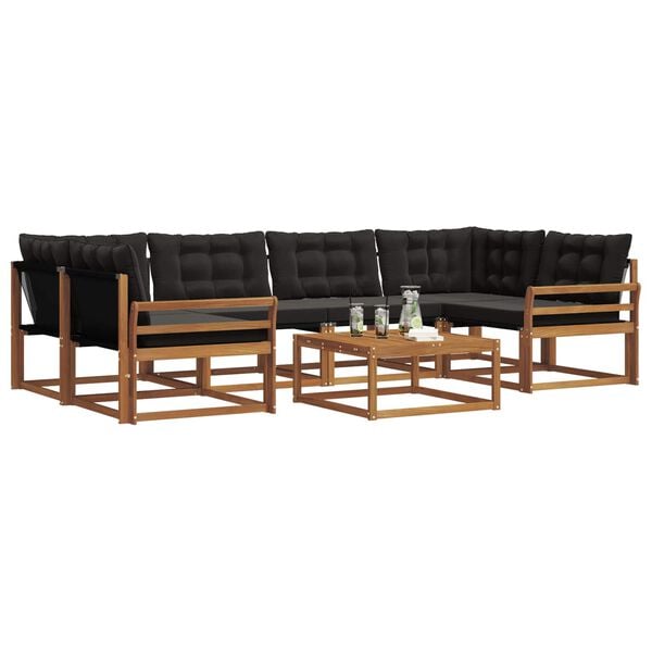 vidaXL Set di divani da esterno con cuscino 7 pcs Naturale e Nero