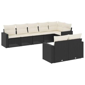 vidaXL Set Divani da Giardino con Cuscini 8 pz Nero in Polyrattan