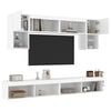 vidaXL Mobili TV a Muro con LED 6pz Bianchi in Legno Multistrato